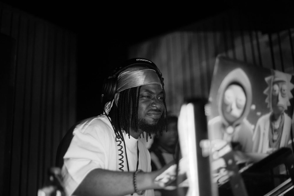 Black and white outdoor portrait of DJ Papi